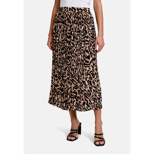 Jupe plissée à élastique noir/beige <span itemprop=