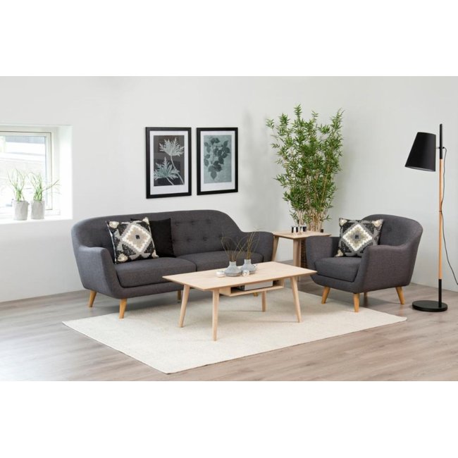 Table basse rectangulaire chêne blanchi avec niche L115 - CENTIOR Couleur bois clair <span itemprop=