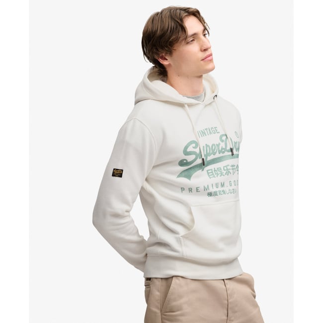 Sweat à capuche Vintage Logo Classic blanc hivernal <span itemprop=