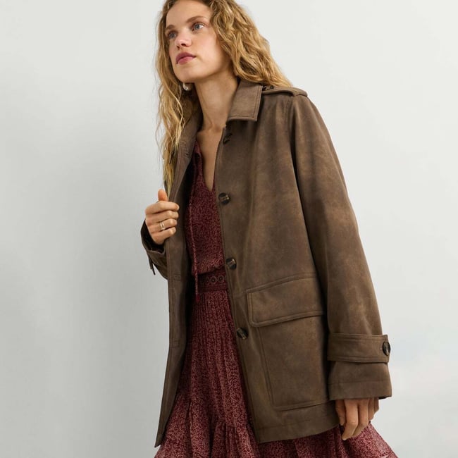 Veste Effet Daim brun chocolat <span itemprop=