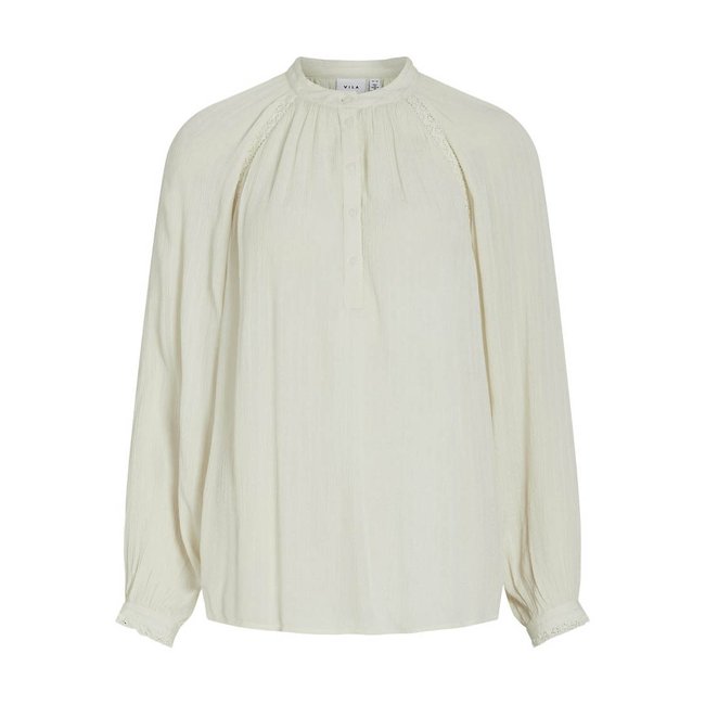 Blouse fluide, col mao ecru <span itemprop=
