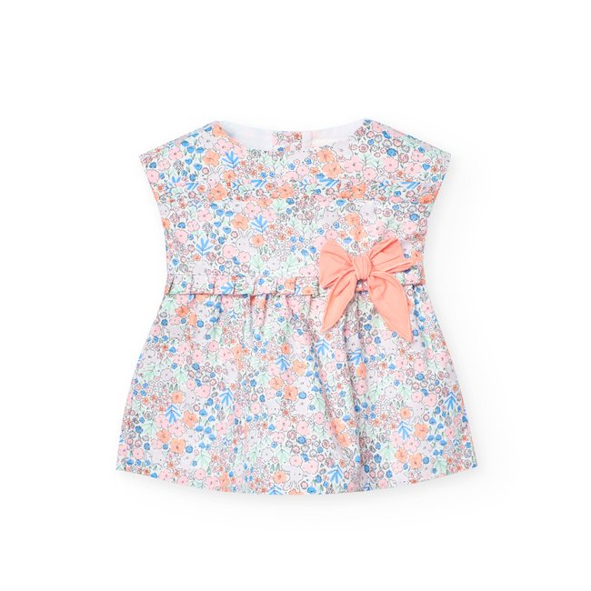 Robe en popeline fleurs multicolore <span itemprop=