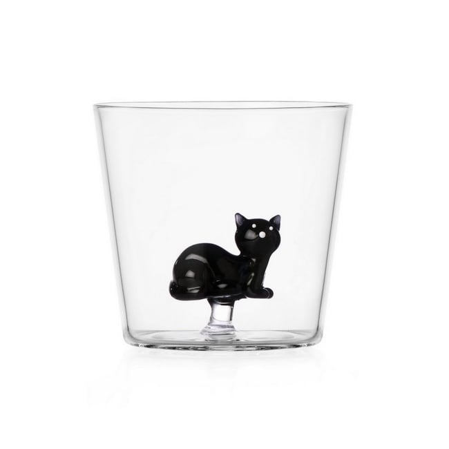 Verre à eau chat  TABBY CAT black cat Couleur noir <span itemprop=
