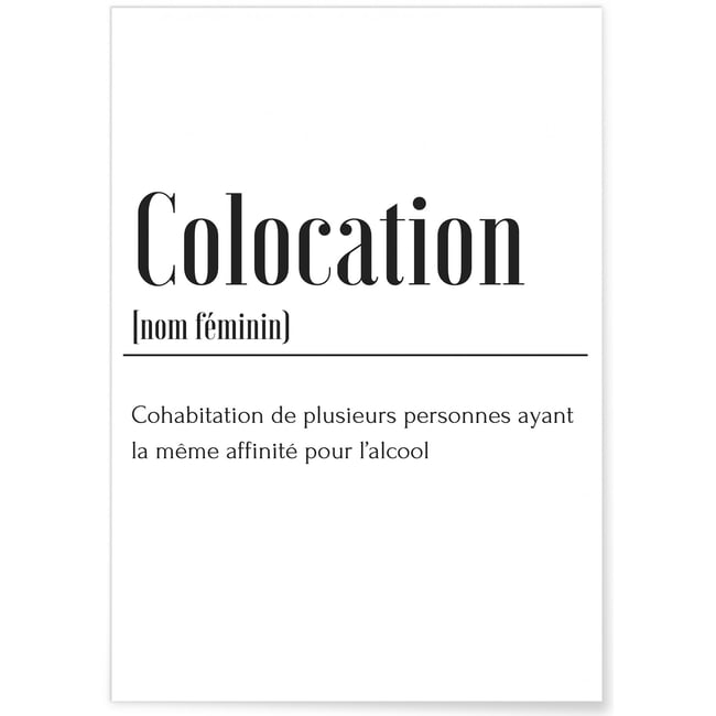 Affiche Définition Colocation Couleur blanc <span itemprop=