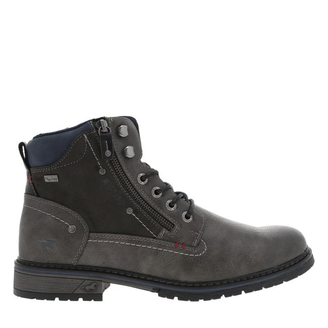 Bottines grises à talon décroché bas avec un logo embossé au talon - MUSTANG