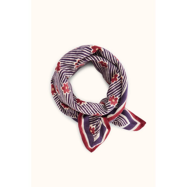 Grande sciarpa, con stampa floreale e a righe, LATIKA ribes APACHES COLLECTIONS