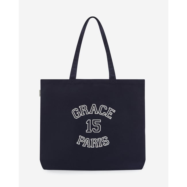 Tote bag en toile à logo imprimé marine Bright marine <span itemprop=