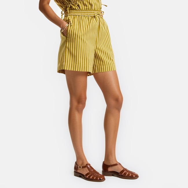 Shorts righe con vita elasticizzata rayé vert/rose LA REDOUTE COLLECTIONS
