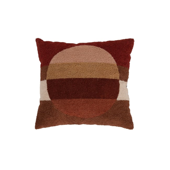 Coussin tufté imprimé multicolore 40x40 cm marron <span itemprop=