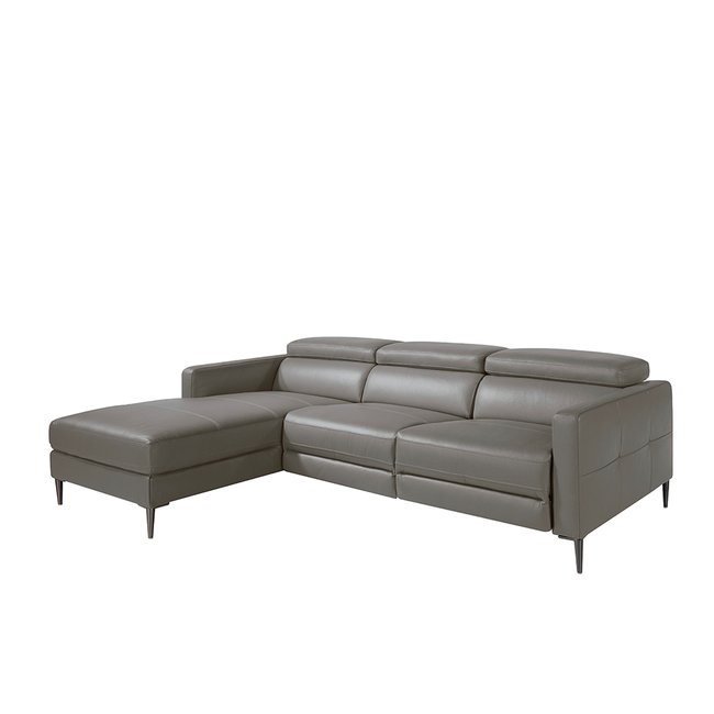 Canapé d'angle en cuir avec relax Couleur gris | acier <span itemprop=