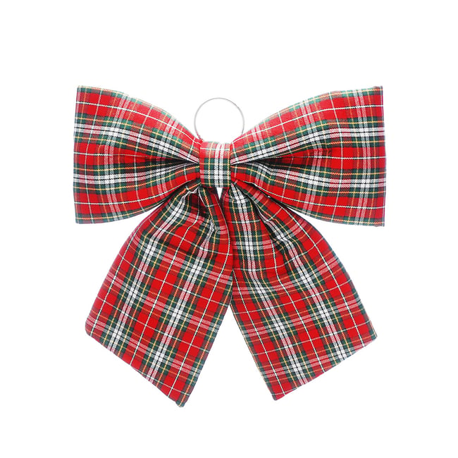 44cm Heritage Noel Tartan Fabric Decorative Bow, red, SO'HOME