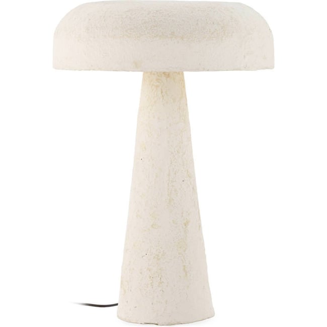 Lampe à poser sculpturale en papier mâché Couleur beige vieilli <span itemprop=
