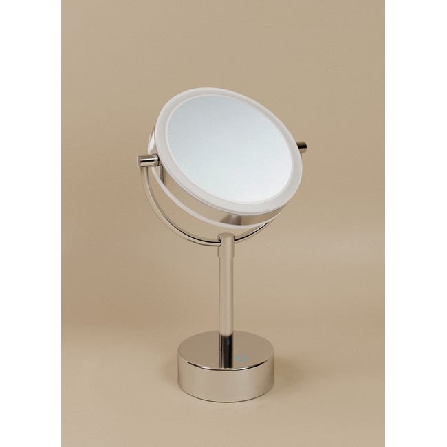 Miroir Grossissant À Poser Basculant Avec Éclairage Led Réglable (x5) x5  ESSENTIALS Couleur chrome <span itemprop=