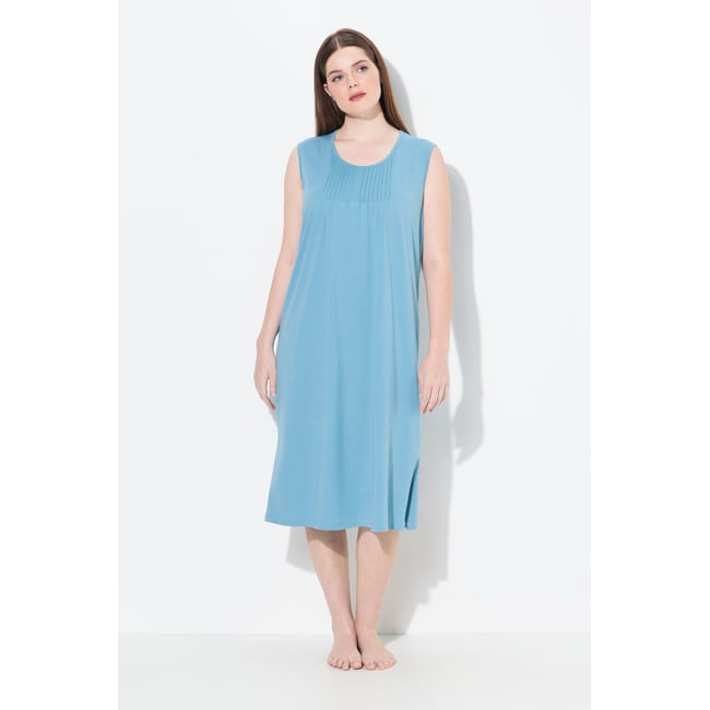 Chemise De Nuit Femme Sans Manches En Coton – Robe De Nuit Ample, Col Rond – Grande Taille, Confortable, Avec Poches