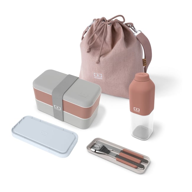 Set repas lunch box 2 étages 1L avec accessoires - MONBENTO