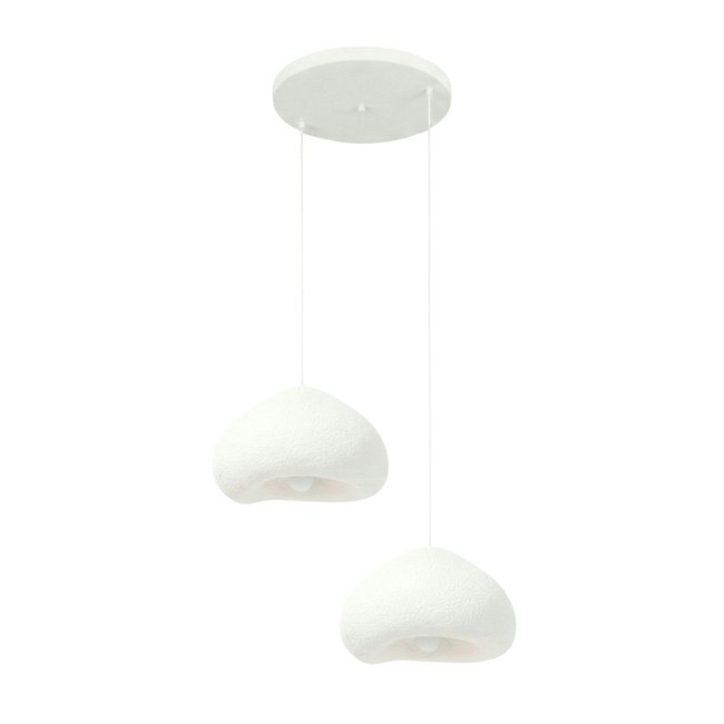 Suspension salon blanche design organique 2 abat-jour NOXIS Couleur blanc <span itemprop=