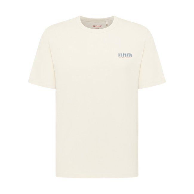 T-shirt Mustang coton avec manches courtes et col rond blanc blanc <span itemprop=