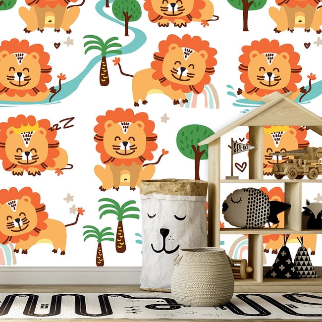 Papier peint graou le lionceau Couleur intissé <span itemprop=