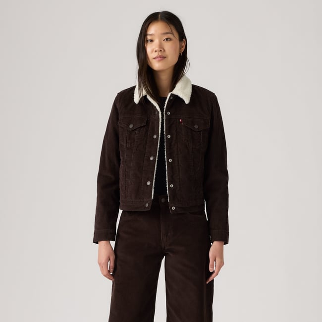 Veste Trucker Original Sherpa velours marron - java <span itemprop=