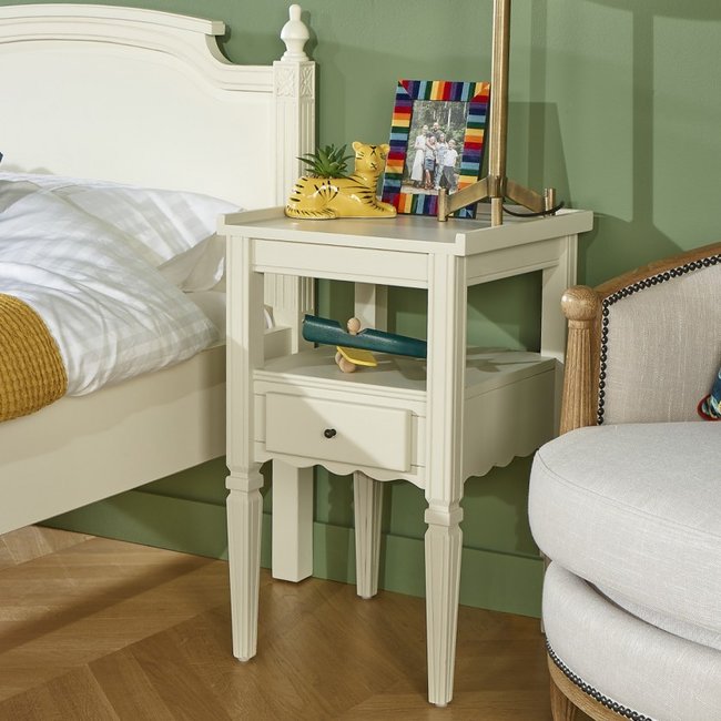 Chevet 1 tiroir en pin IVANKA Couleur blanc <span itemprop=