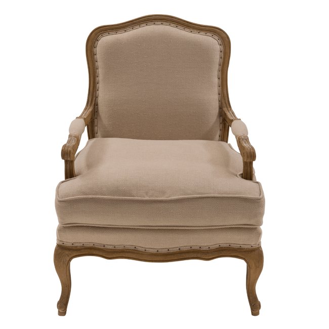 Fauteuil en chêne massif et tissu L74 cm - LOUIS XV Couleur beige <span itemprop=