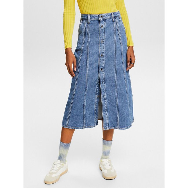 Denim midi skirt faded Esprit La Redoute