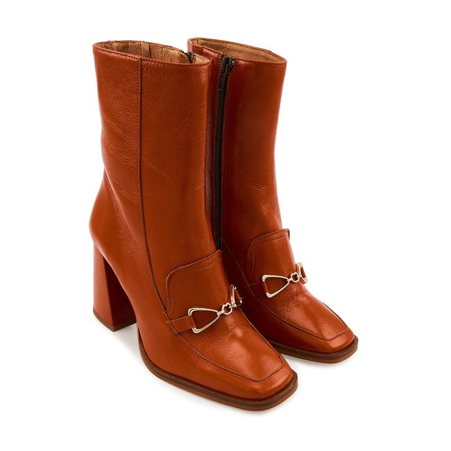 Bottines à Talons Eddie Cuir fauve <span itemprop=
