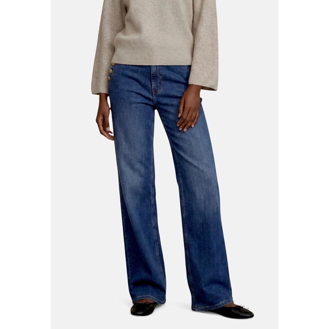 Jean basique à boutons dark blue denim <span itemprop=