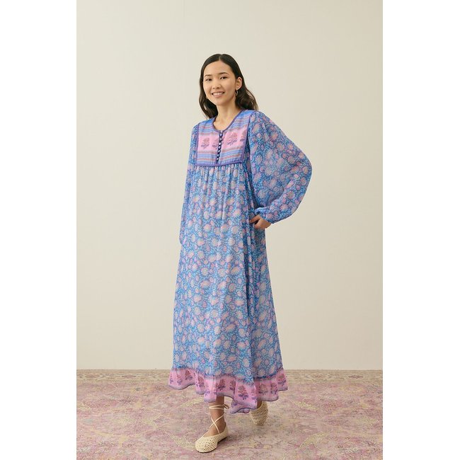 Gypsina printed maxi dress with long sleeves, blue print, LOUISE MISHA