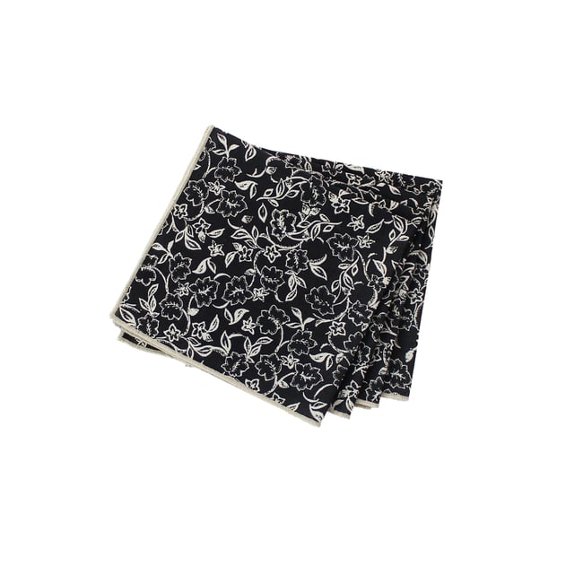 Lot de 4 serviettes de table motif fleuri - HOME MAISON