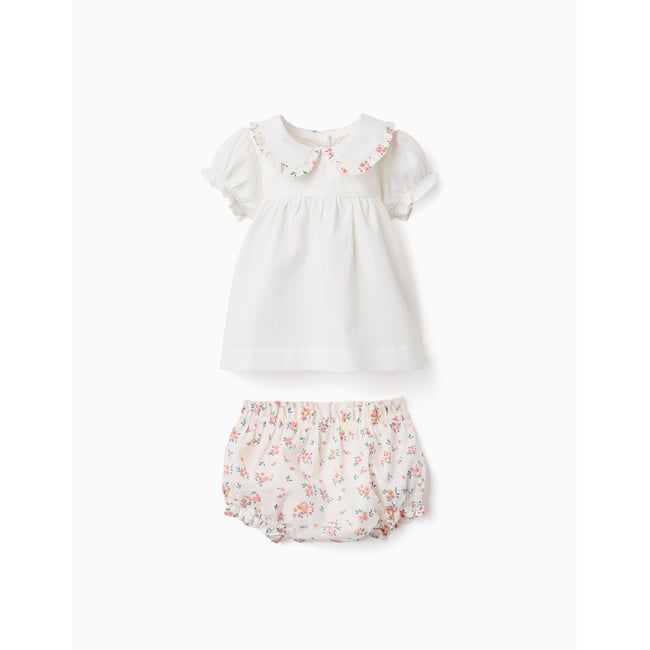Blouse et bloomer en coton avec volants beige clair <span itemprop=