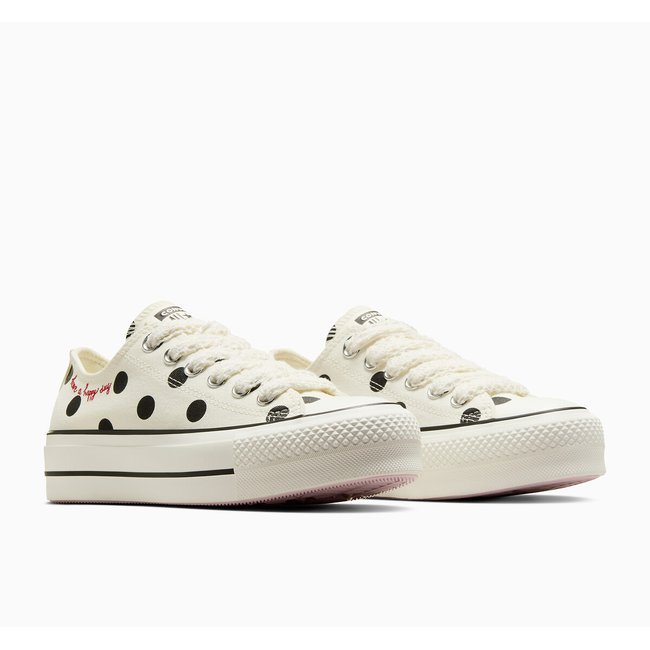 Baskets All Star Lift Ox Polka Dots imprimé pois noir fond blanc <span itemprop=