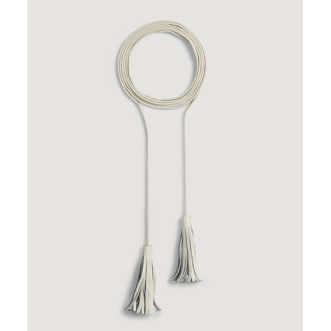 Ceinture lien cuir blanc écru <span itemprop=