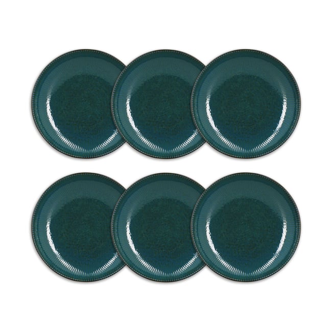 Lot de 6 assiettes creuses 22cm en porcelaine, LUNEA Couleur bleu <span itemprop=