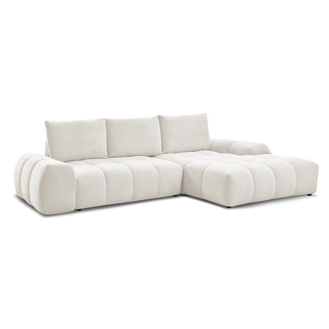 Canapé d'angle convertible 3 places en tissu texturé, EVEREST - BOBOCHIC