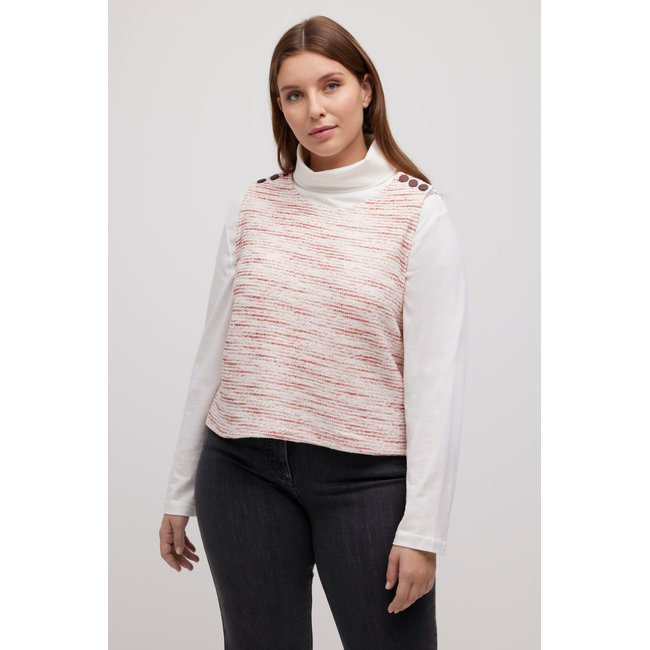 Pull sans manches en molleton, rayures rouge <span itemprop=