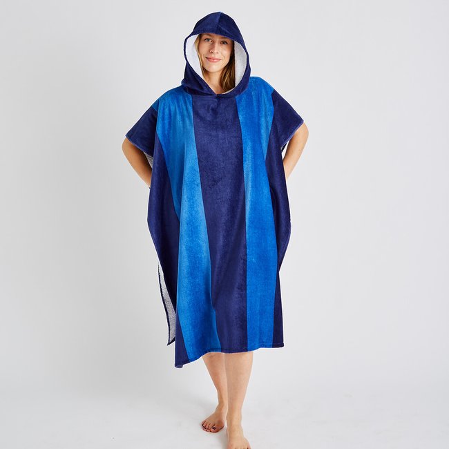 Stripe Hooded Towel, blue, CATHERINE LANSFIELD