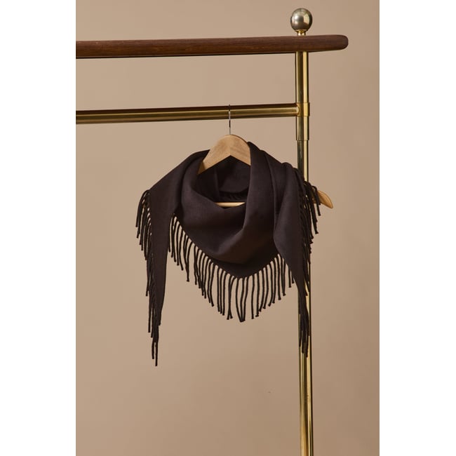 Écharpe triangle unie chocolat <span itemprop=