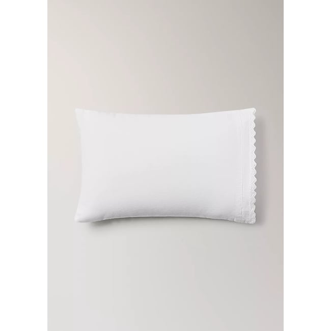 Ensemble drap plat et oreiller mini berceau percale garment-washed blanc <span itemprop=