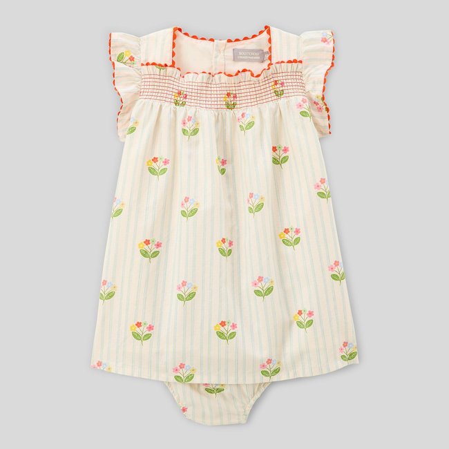Robe avec bloomer rayés et imprimés en coton BIO GOTS amaretti <span itemprop=