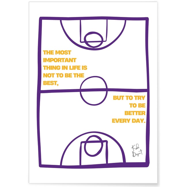 Affiche Kobe Bryant - Citation motivante Couleur blanc <span itemprop=
