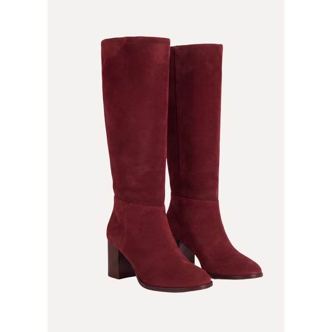 Bottes en cuir suédé à talons - LA FEE MARABOUTEE