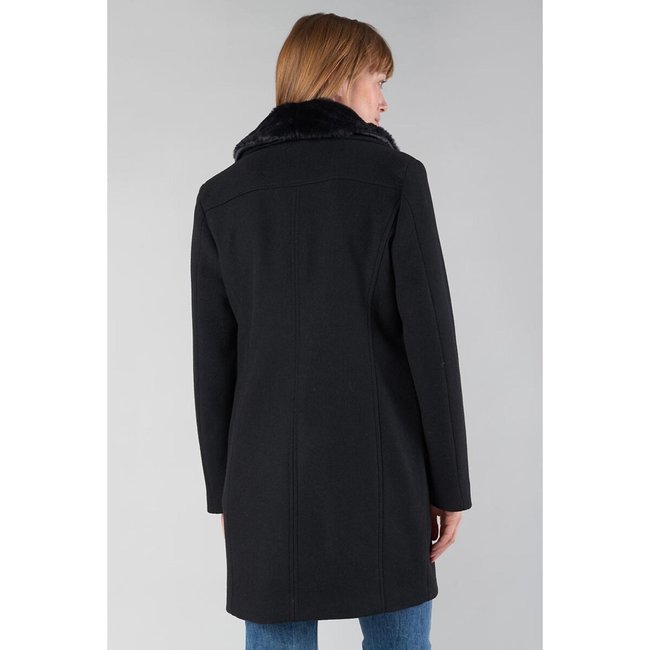 Wool Mix Long Coat with Zip Fastening