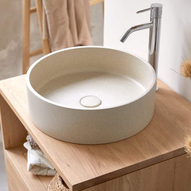 Vasque en Terrazzo, GINA Couleur beige <span itemprop=