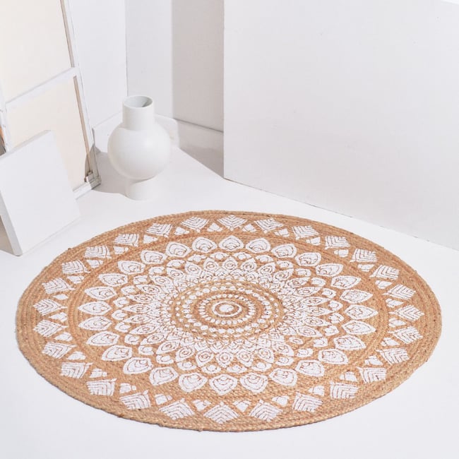 Tapis de salon imprimé ethnique coton SLOW LIFE ANJALI Couleur multicolore <span itemprop=