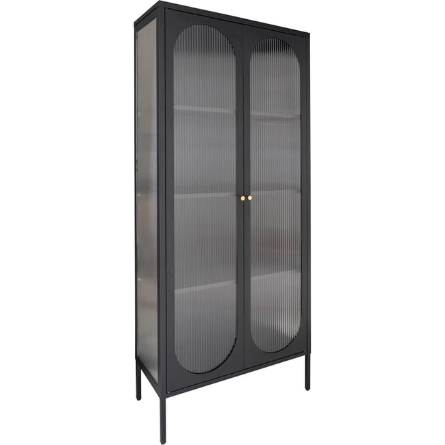 Vitrine 2 portes métal et verre NIFESTS Couleur noir <span itemprop=