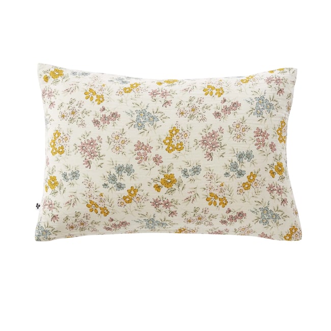 Taie d'oreiller en gaze de coton Adele beige <span itemprop=