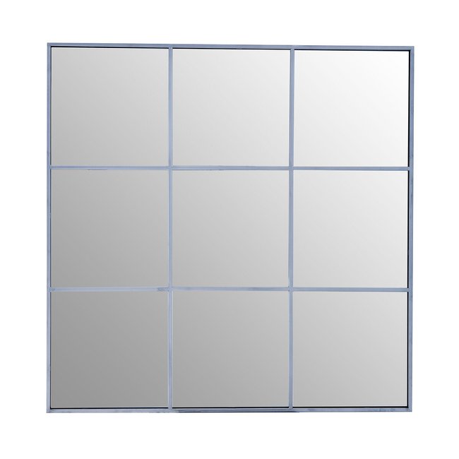 95cm Silver Finish Square Window Mirror, silver-coloured, SO'HOME