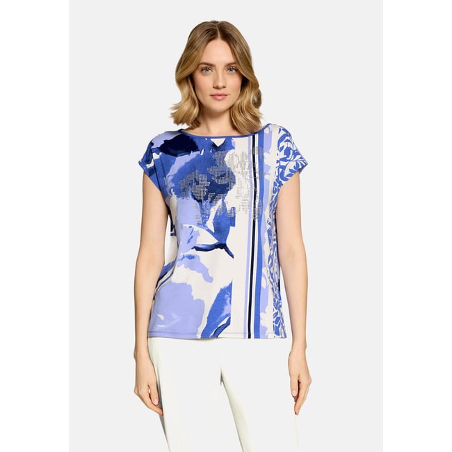 Haut casual à impression bleu/vert <span itemprop=