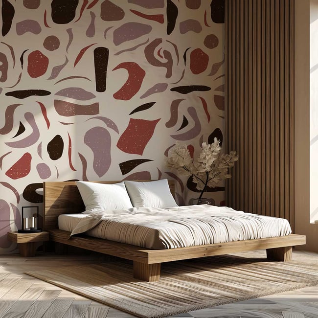Papier peint collage terre cuite Couleur intissé <span itemprop=